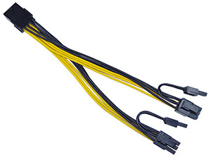 Video Card Power Extension Y Cable, [DZ-8P+2P*2], 8Pin -> 2 of 6+2Pin