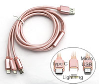 3-in-1 USB-A to USB-C / Micro USB / Lightning Mult...