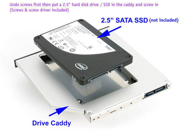 Notebook Tablet PC 2.5 SATA HDD SSD Caddy Cradle Tray for Replacement of Notebook 9.5mm SATA Optical Drive Australia Computer Online