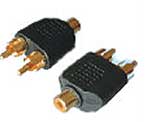 RCA Adaptor Female - 2x Male Gold Connector