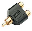 RCA Adaptor Male -  2x Female Gold Connector