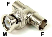 BNC T Connector  Female - Male - Female