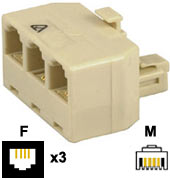 Adaptor: 6P4C Male - 6P4C Female x3