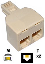 Adaptor: 6P4C Male - 6P4C Female x2