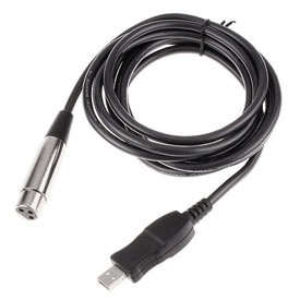 XLR Female 3 Pin Plug (Microphone) to USB Cable, Built-in Sound Card, 3 meters Shielded Cable