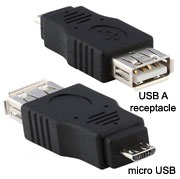 Converter: USB A Receptacle to micro USB Adapter OTG