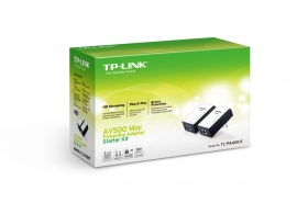 TP-Link TL-PA411 AV500 Mini Powerline Adapter Starter Kit, up to 500Mbps with 10/100Mbps Ethernet Port