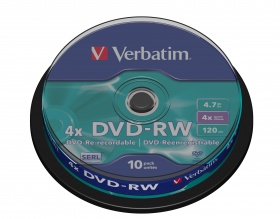 Verbatim 10PK DVD-RW 4.7GB  SPINDLE 4X REWRITABLE