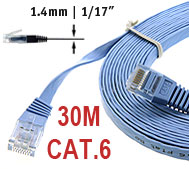 CAT.6 Flat Patch Cable 30m straight, 1.35mm Thickness