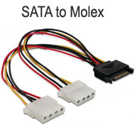 SATA (Male) to 2x Molex (Female) Power Cable / Converter / Splitter