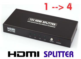 HDMI Splitter 1 In 4 Out, 1 x 4 Duplicator 3D Up t... HDMI Splitter 1 In 4 Out, 1 x 4 Duplicator 3D Up t...