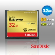 32GB SanDisk Extreme CompactFlash Card with (write) 85MB/s and (Read)120MB/s - (SDCFXSB-032G)