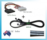 SATA 3 III Data Cable + 4 Pin male Molex to SATA P...