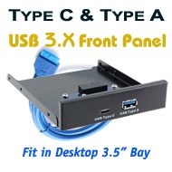 USB 3 Type C & Type A Port Front Panel, [LA251-1A1C], Fits Desktop 3.5" (Floppy) Bay
