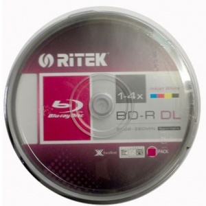 Ritek BLU-RAY BD-R DL 50GB 25 Pack, 1-4x Recordable Inkjet white