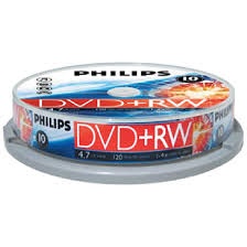 PHILIPS DVD+RW Rewritable 4.7GB 4X (Tube of 10pcs)