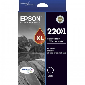 220XL High Capacity DURABrite Ultra Black ink(Epson WorkForce WF-2630, WF-2650, WF-2660)