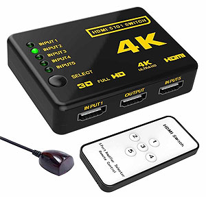 4K 5-in 1-out HDMI Switch with Remote, [SY-501], 3840*2160p Supported