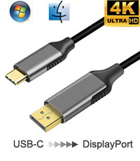 USB 3.1 Type C to DisplayPort output for Macbook / Windows Computer, 4K 60Hz, 1.8M