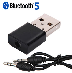Bluetooth V5 Transmitter Audio Receiver, 3.5mm AUX Output, USB Powered