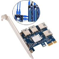 SSU PCI Express 1x Slot Extender 1 to 4, Extra 3 P...