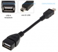 Converter: USB A Receptacle to mini B USB OTG Cabl...