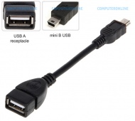 Converter: USB A Receptacle to mini B USB OTG Cabl... Converter: USB A Receptacle to mini B USB OTG Cabl...