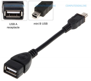 Converter: USB A Receptacle to mini B USB OTG Cable Converter