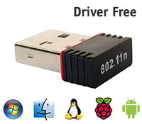 USB WiFi Dongle Driver-Free for Mac OS  / Linux / Raspberry Pi / Android, [W04R], 802.11 b/g/n 150Mbps