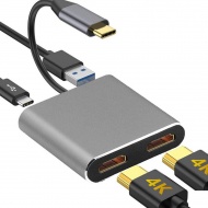 USB 3.1 Type C Output to 4K Dual HDMI  + USB A 3.0...