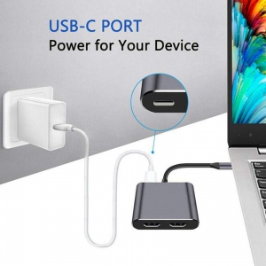 USB 3.1 Type C Output to 4K Dual HDMI  + USB A 3.0+ USB C PD, for Win PC / Mac OS / Chromebook