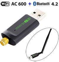 USB WiFi Dual Band AC 600Mbps + Bluetooth V4.2 Combine for Win, Higher Gain Antenna