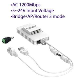 Vonets 11AC Dual Band 1200Mbps Wireless to Wired LAN Bridge / Repeater / AP, [VAP11AC], Dual Power Input Connection