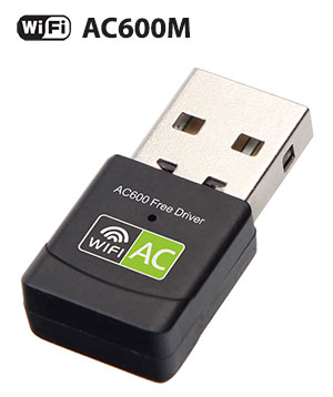 USB WiFi Dual Band AC 600M, 433Mbps @5Ghz | 150Mbps @2.4Ghz, Built-in Driver for Win OS