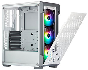 Corsair iCUE 220T RGB Airflow Smart ATX, mATX, Mini-ITX Case - 3x SP120 Fan, Lighting Node Core,White. 2 Years Warranty