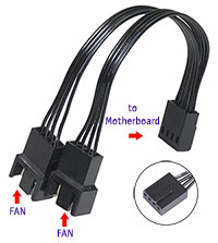 4-Pin FAN Splitter 1 to 2 for CPU & Motherboard, 14cm