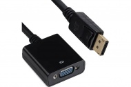 Converter: DisplayPort (Male) to VGA (Female) Cable Converter - 15cm, Black