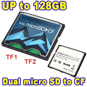 CompactFlash CF Card Adapter Dual Slot for micro SD / TF Memory Card, Type I