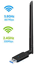 USB AC1200 Dual Band WiFi Adapter, RTL8188BU Chipset, 1200Mbps, Win Plug & Play