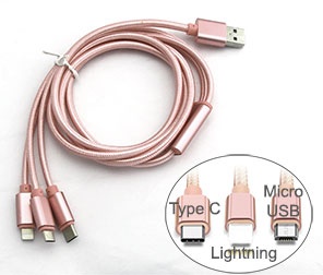 3-in-1 USB-A to USB-C / Micro USB / Lightning Multi Charging Cable