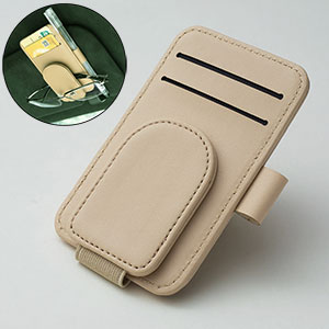 Car Sun Visor Faux-Leather Storage Clip, [VISOR-L-0088], Holder for Sunglasses / Cards / Pen