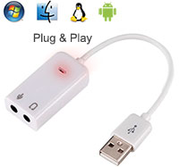 USB Sound Card Adapter with Mic & Line-out, Pl...