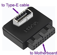 Motherboard 19/20pin USB 3 Port to Type-E Converter, [MCA1104], for Motherboard 20Pin Port but Type-E Case