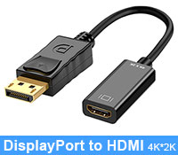 Converter: DisplayPort (Male) to HDMI (Female) Cable Converter 4K UHD - 20cm, Supports 4K * 2K, DP Input, HDMI Output