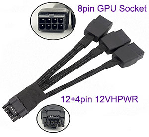 8pin PCI-e *3 to 16pin 12VHPWR Converter, [8PIN*3-12VHPWR], max. 525W