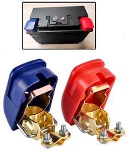 Car Quick Release Battery Disconnect Terminals, Red & Blue Push Style Clamp