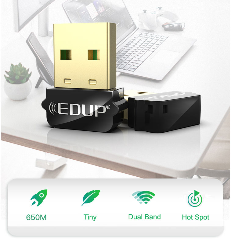 Networking edup 802 11ac 650mbps dual band usb adapter ep ac1651